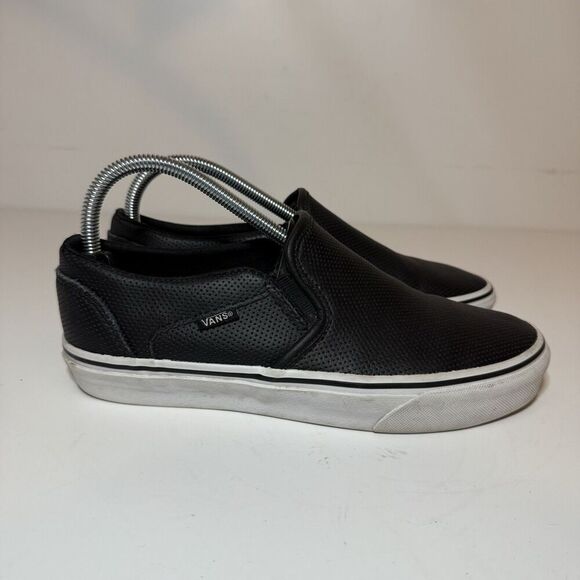 vans classic slip on womens size 8.5 shoes black athletic skate sneakers - Picture 1 of 9